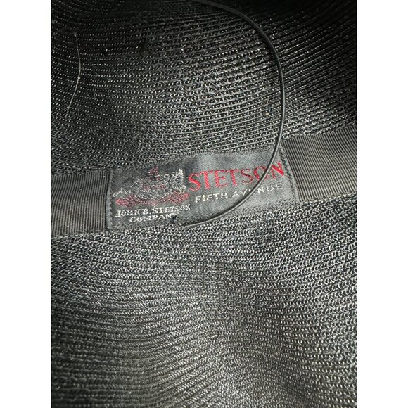 Vintage Stetson 5th Ave John B comp Women' s Black Cloche Hat Blend band READ - Picture 6 of 7